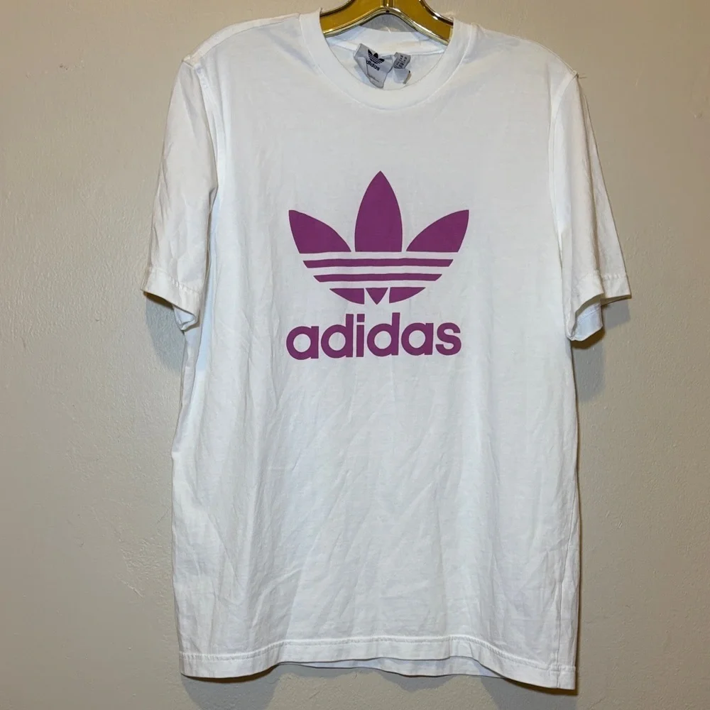Adidas Men's Tee with Purple Logo on White